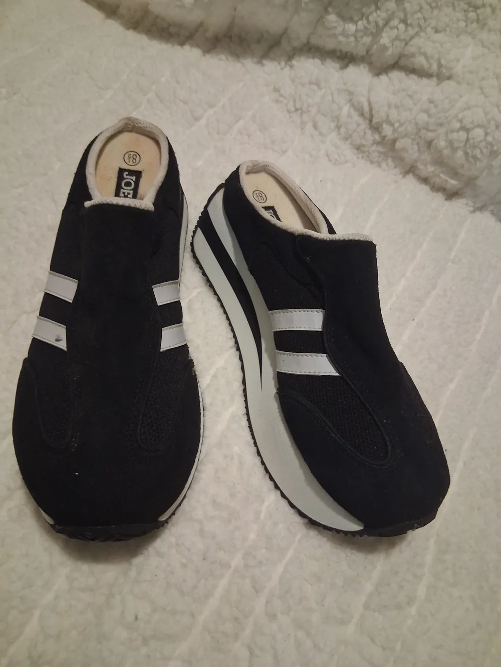 Joe Boxer Black and White Platform Slip-On Sneakers